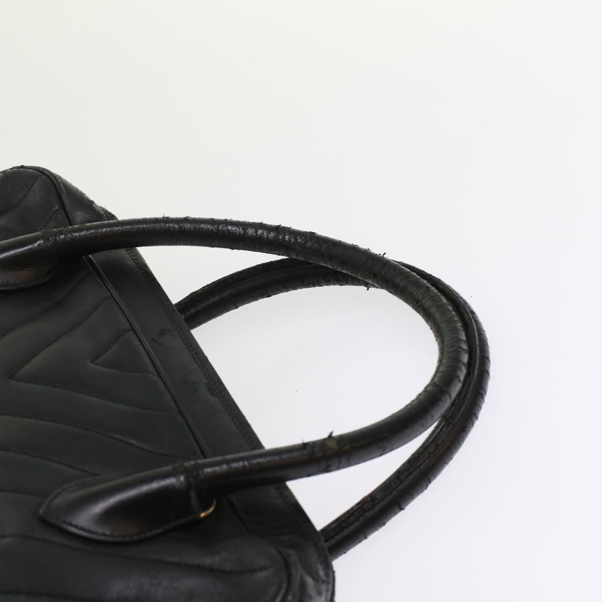 CHANEL V Stitch Hand Bag Leather Black CC bs7027