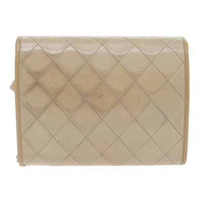 CHANEL Chain Shoulder Bag Lamb Skin Beige CC bs7081