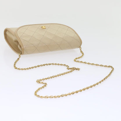 CHANEL Chain Shoulder Bag Lamb Skin Beige CC bs7081