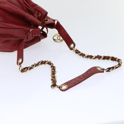 CHANEL Chain Shoulder Bag Lamb Skin Red CC bs7902