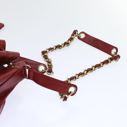 CHANEL Chain Shoulder Bag Lamb Skin Red CC bs7902