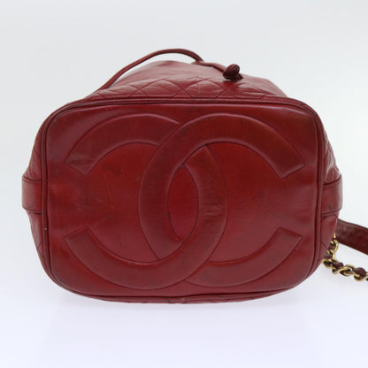 CHANEL Chain Shoulder Bag Lamb Skin Red CC bs7902