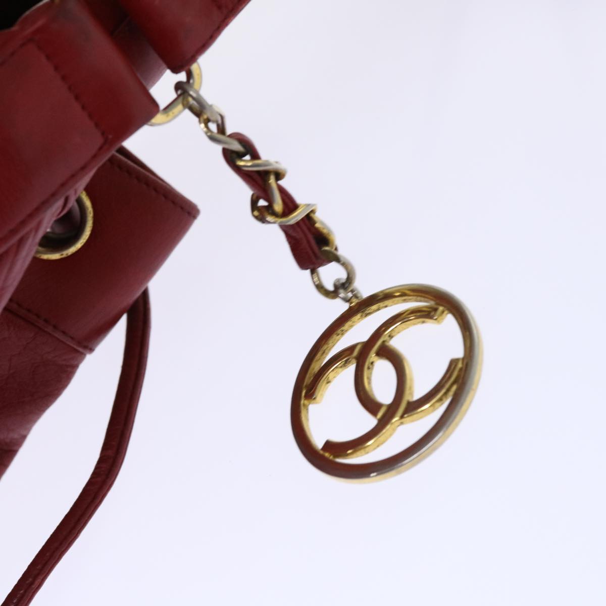 CHANEL Chain Shoulder Bag Lamb Skin Red CC bs7902