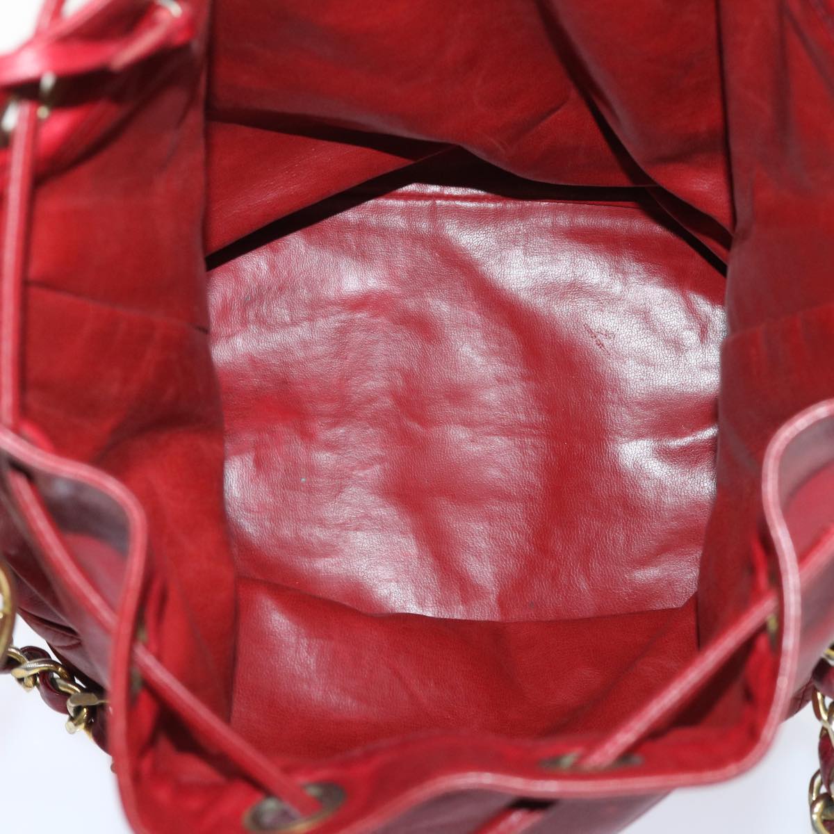 CHANEL Chain Shoulder Bag Lamb Skin Red CC bs7902