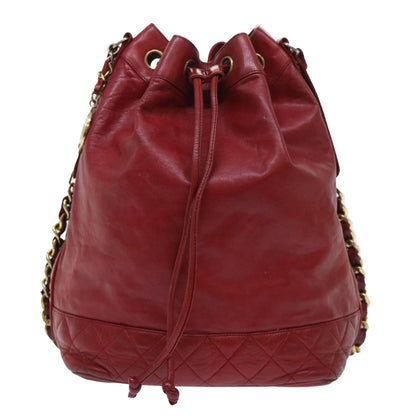 CHANEL Chain Shoulder Bag Lamb Skin Red CC bs7902