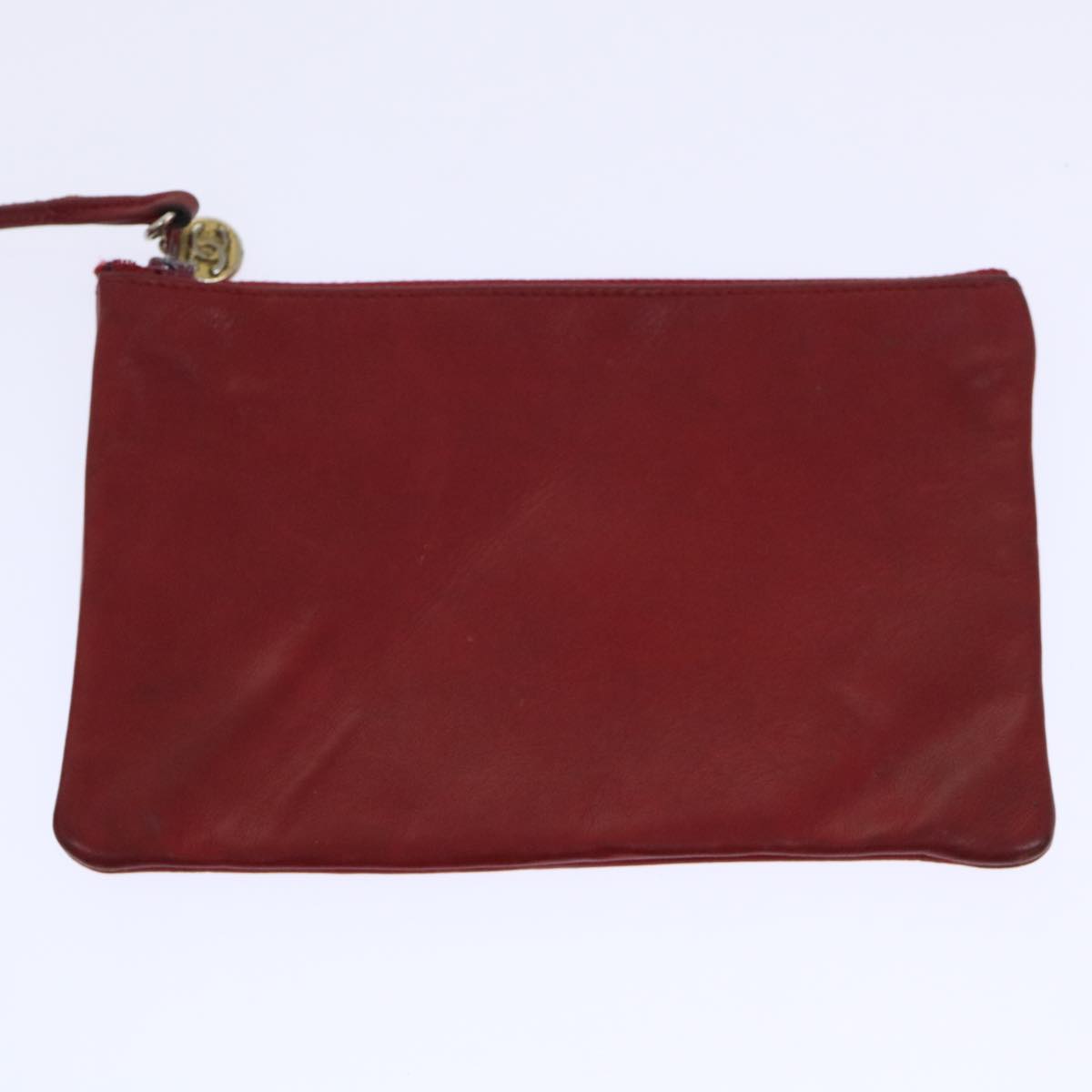 CHANEL Chain Shoulder Bag Lamb Skin Red CC bs7902