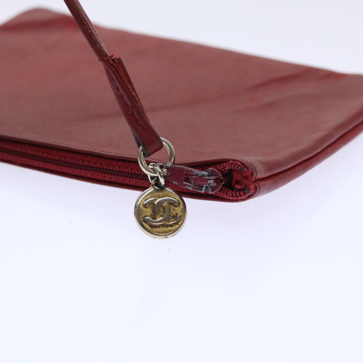 CHANEL Chain Shoulder Bag Lamb Skin Red CC bs7902