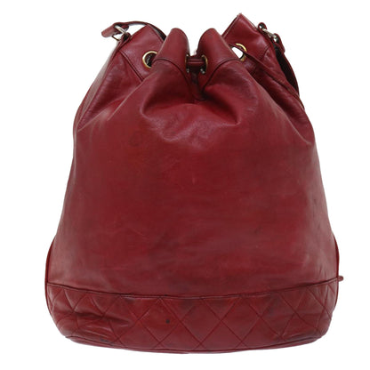 CHANEL Chain Shoulder Bag Lamb Skin Red CC bs7902