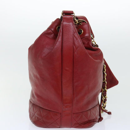 CHANEL Chain Shoulder Bag Lamb Skin Red CC bs7902