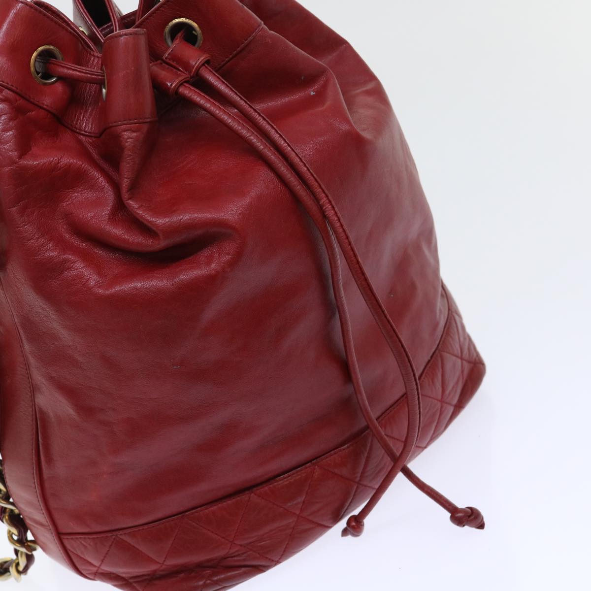 CHANEL Chain Shoulder Bag Lamb Skin Red CC bs7902