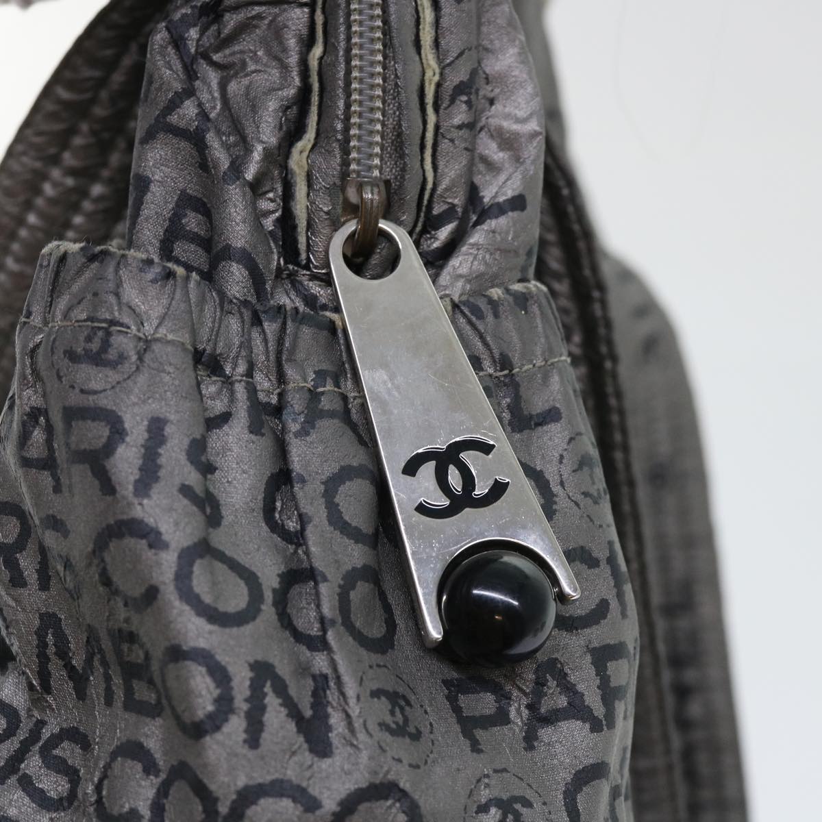 CHANEL Unlimited Shoulder Bag Nylon Silver CC bs8018