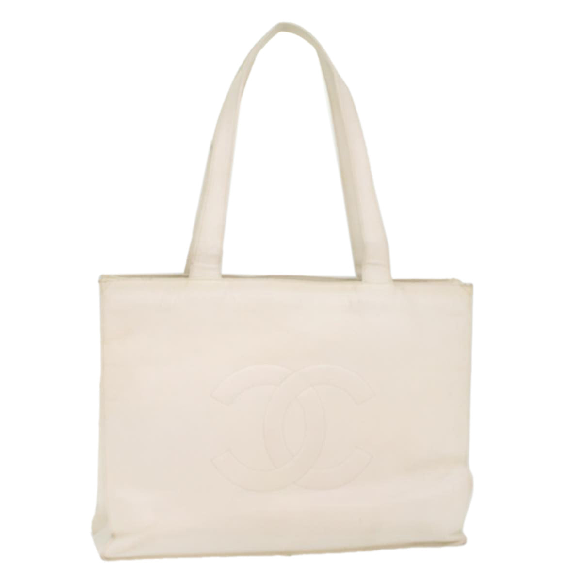 CHANEL Tote Bag Caviar Skin White CC bs8320