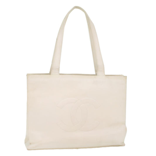 CHANEL Tote Bag Caviar Skin White CC bs8320