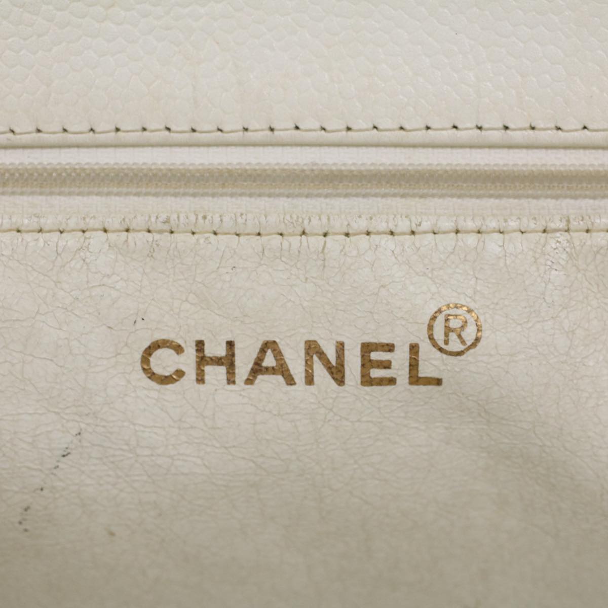 CHANEL Tote Bag Caviar Skin White CC bs8320