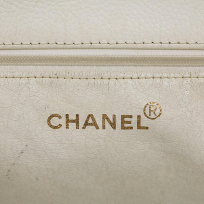 CHANEL Tote Bag Caviar Skin White CC bs8320