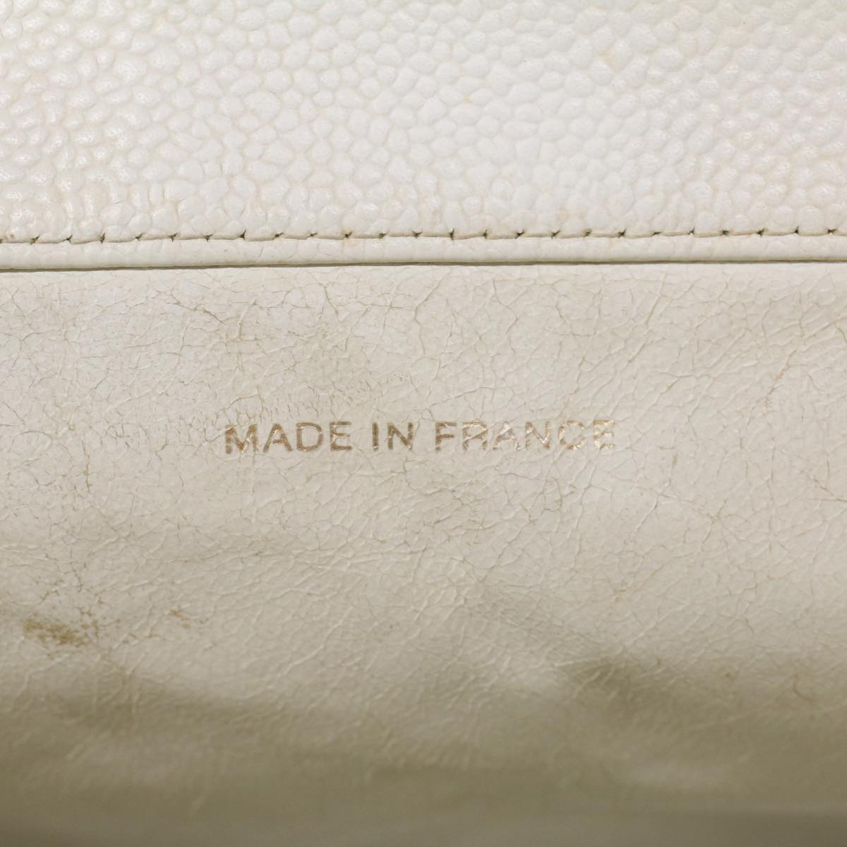 CHANEL Tote Bag Caviar Skin White CC bs8320