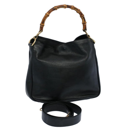 GUCCI Bamboo Shoulder Bag Leather 2way Black 001 2123 1633  bs9068
