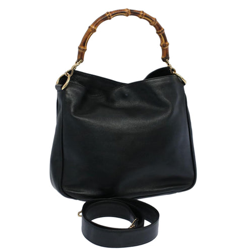 GUCCI Bamboo Shoulder Bag Leather 2way Black 001 2123 1633  bs9068