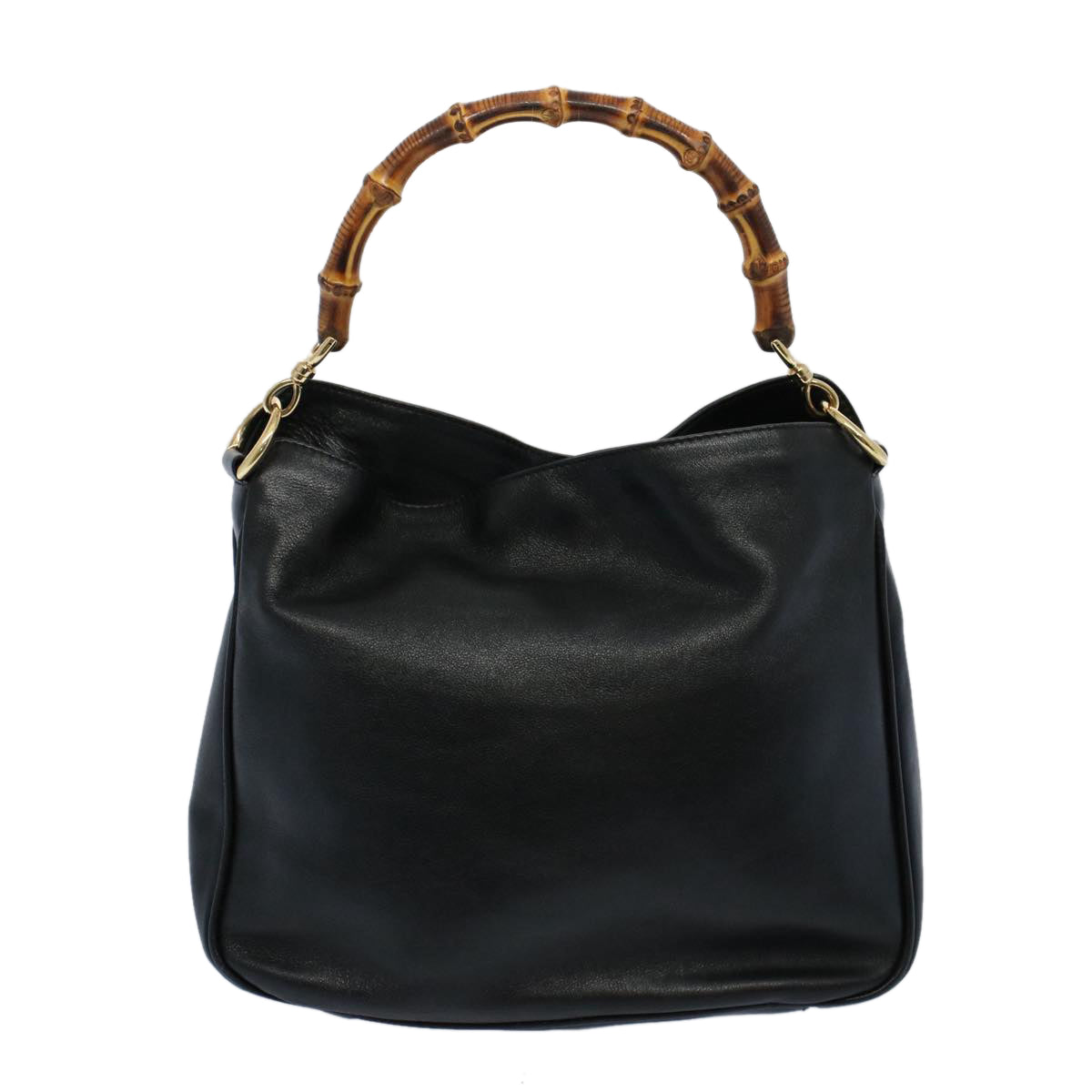 GUCCI Bamboo Shoulder Bag Leather 2way Black 001 2123 1633  bs9068