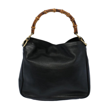 GUCCI Bamboo Shoulder Bag Leather 2way Black 001 2123 1633  bs9068