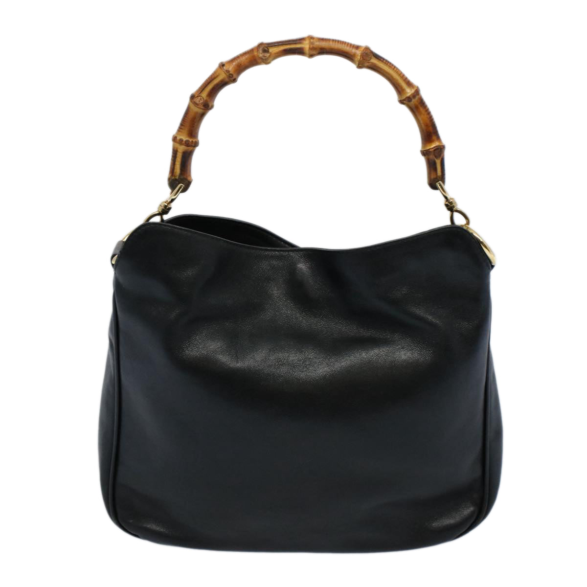 GUCCI Bamboo Shoulder Bag Leather 2way Black 001 2123 1633  bs9068