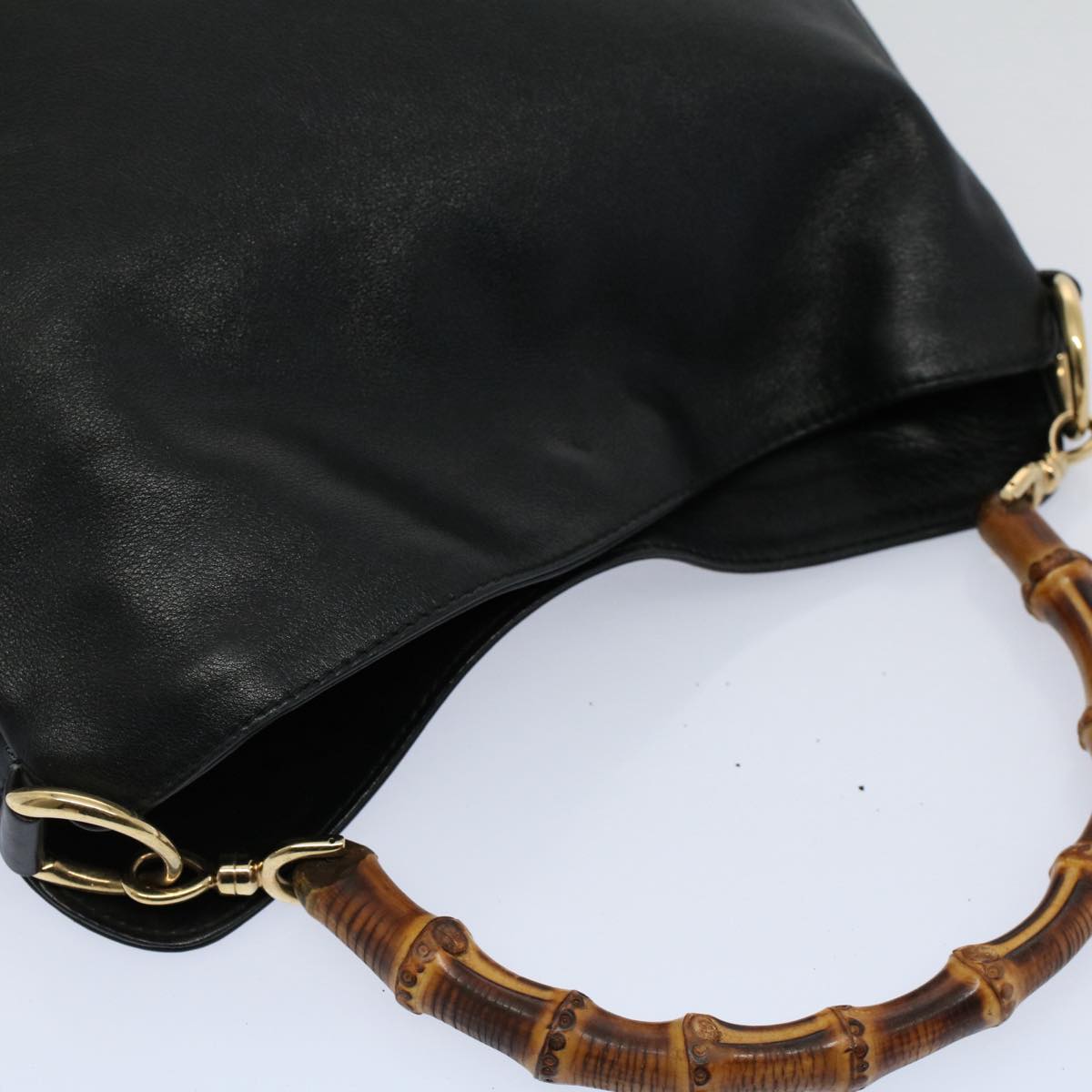 GUCCI Bamboo Shoulder Bag Leather 2way Black 001 2123 1633  bs9068