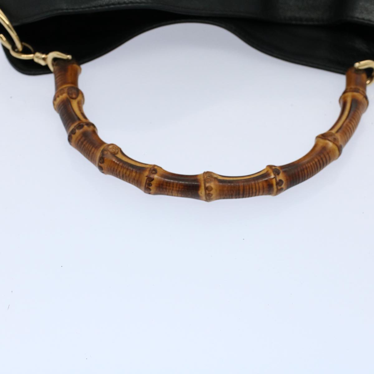 GUCCI Bamboo Shoulder Bag Leather 2way Black 001 2123 1633  bs9068