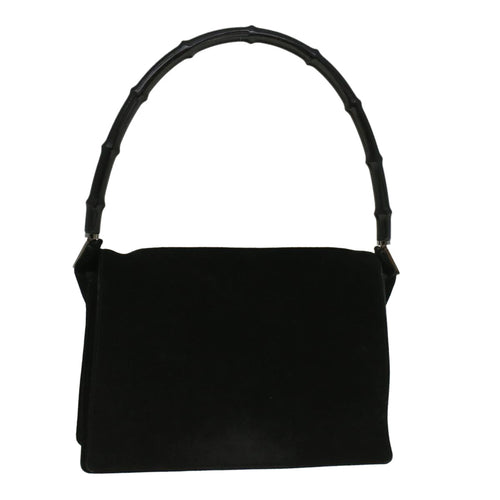 GUCCI Bamboo Shoulder Bag Suede Black 001 3289 2404  bs9084