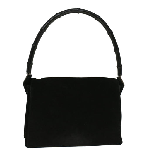 GUCCI Bamboo Shoulder Bag Suede Black 001 3289 2404  bs9084