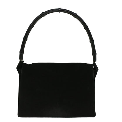 GUCCI Bamboo Shoulder Bag Suede Black 001 3289 2404  bs9084