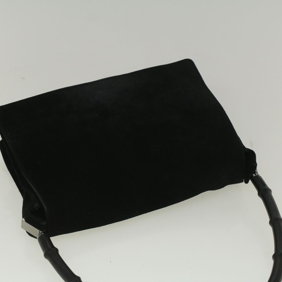 GUCCI Bamboo Shoulder Bag Suede Black 001 3289 2404  bs9084