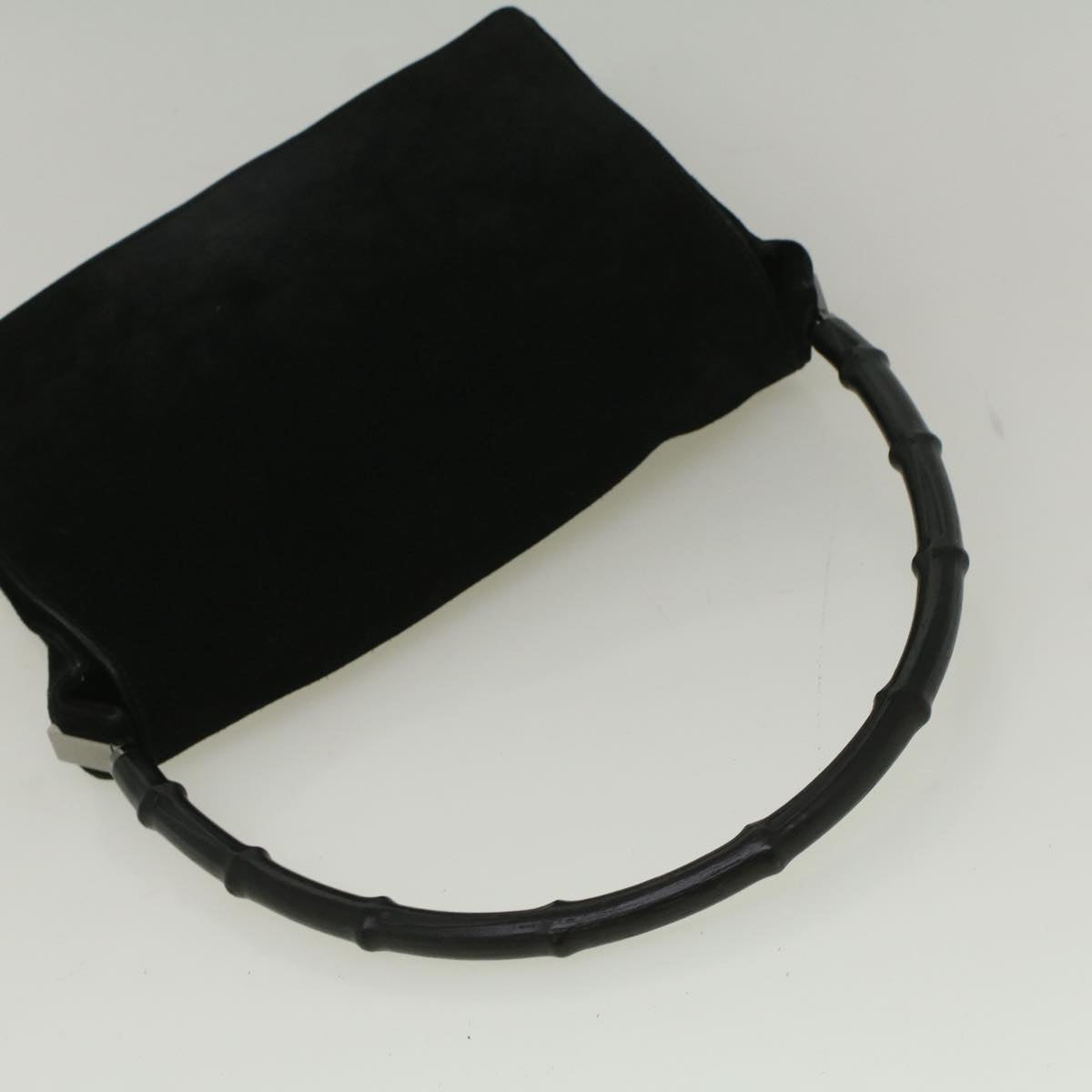 GUCCI Bamboo Shoulder Bag Suede Black 001 3289 2404  bs9084