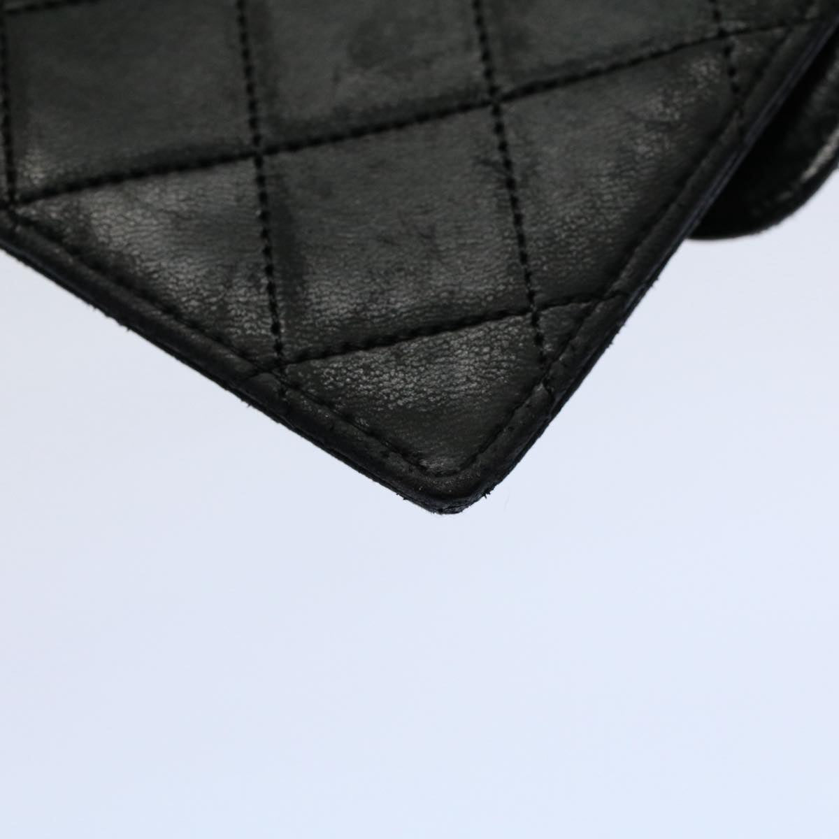 CHANEL Matelasse Pouch Leather Black CC bs9175