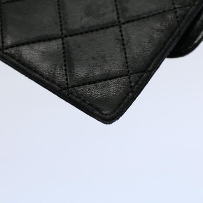 CHANEL Matelasse Pouch Leather Black CC bs9175