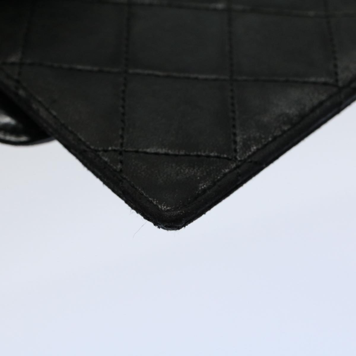 CHANEL Matelasse Pouch Leather Black CC bs9175