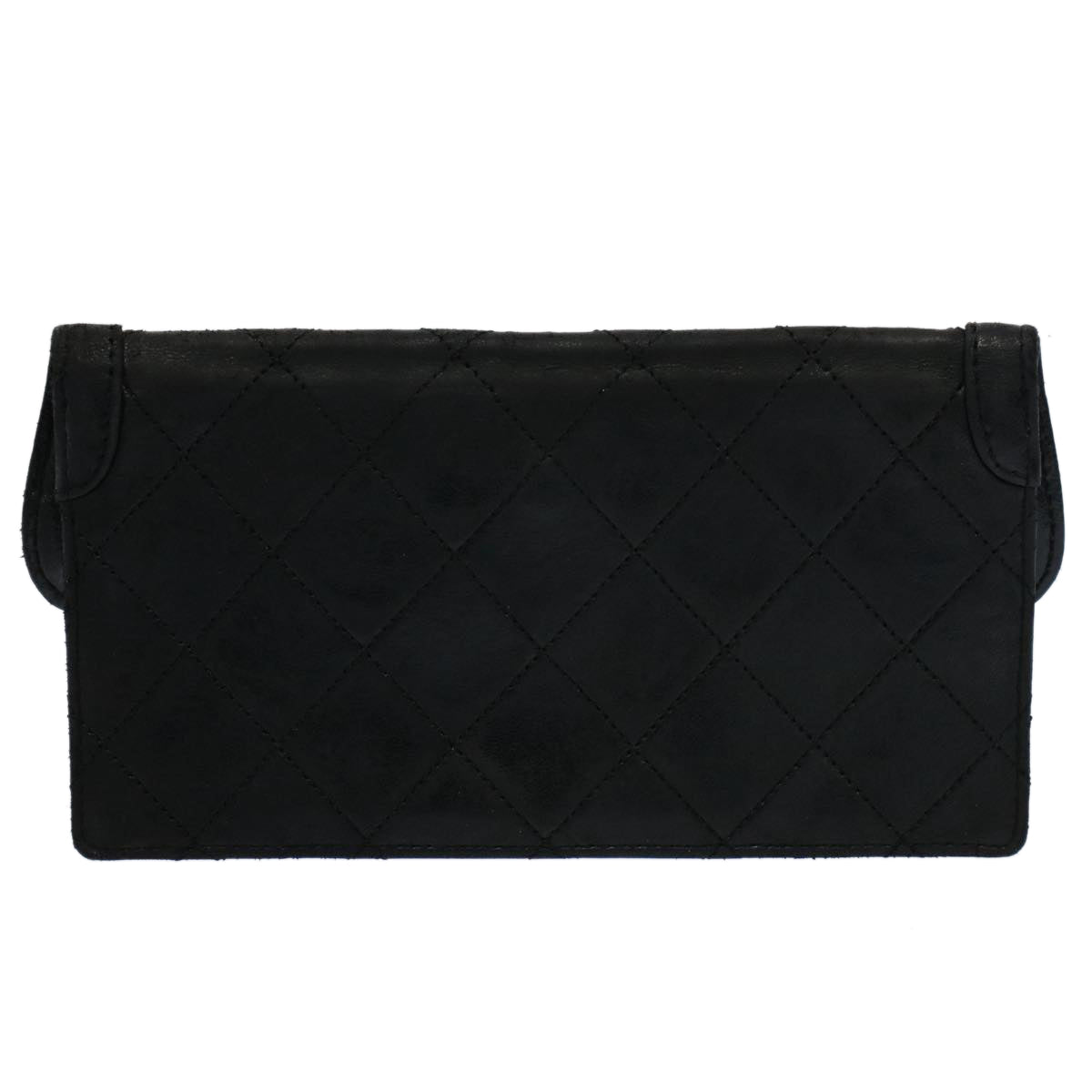 CHANEL Matelasse Pouch Leather Black CC bs9175
