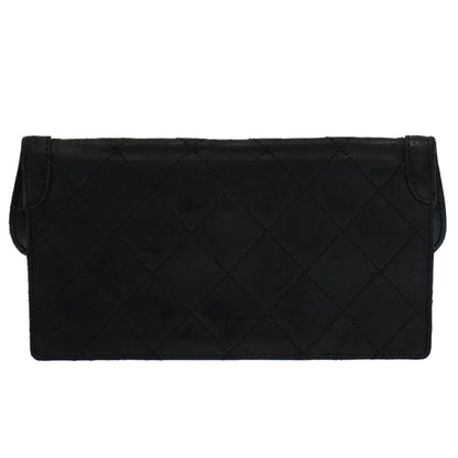 CHANEL Matelasse Pouch Leather Black CC bs9175