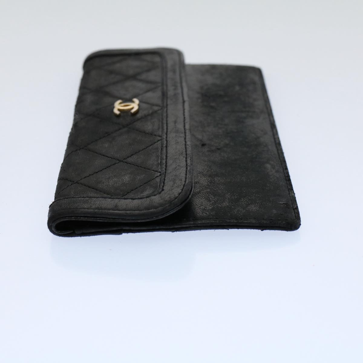 CHANEL Matelasse Pouch Leather Black CC bs9175