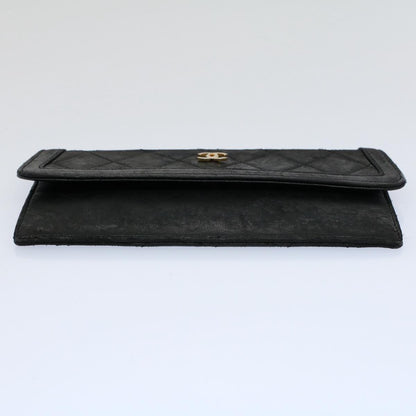CHANEL Matelasse Pouch Leather Black CC bs9175