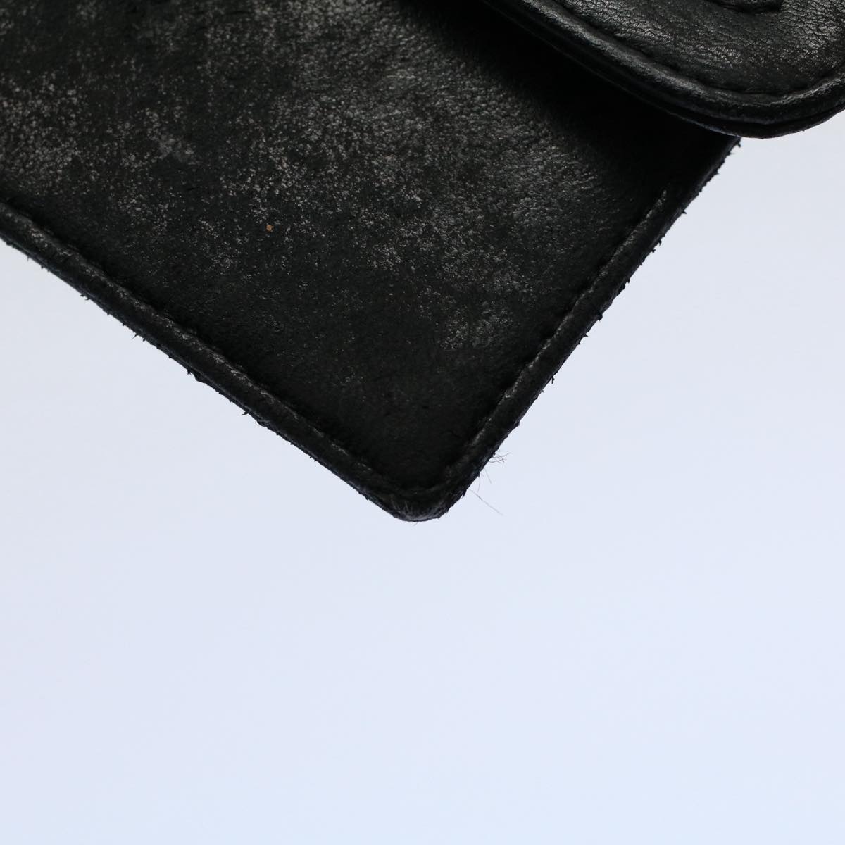 CHANEL Matelasse Pouch Leather Black CC bs9175