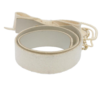 CHANEL Pearl Belt Wool 80/32 37.4"""""""" White CC bs9177