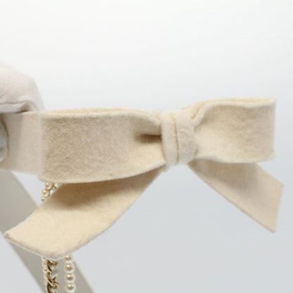 CHANEL Pearl Belt Wool 80/32 37.4"""""""" White CC bs9177