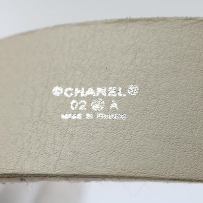 CHANEL Pearl Belt Wool 80/32 37.4"""""""" White CC bs9177
