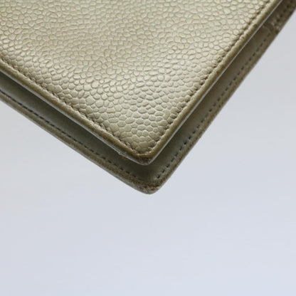 CHANEL Wallet Caviar Skin Silver CC bs9534