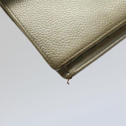 CHANEL Wallet Caviar Skin Silver CC bs9534