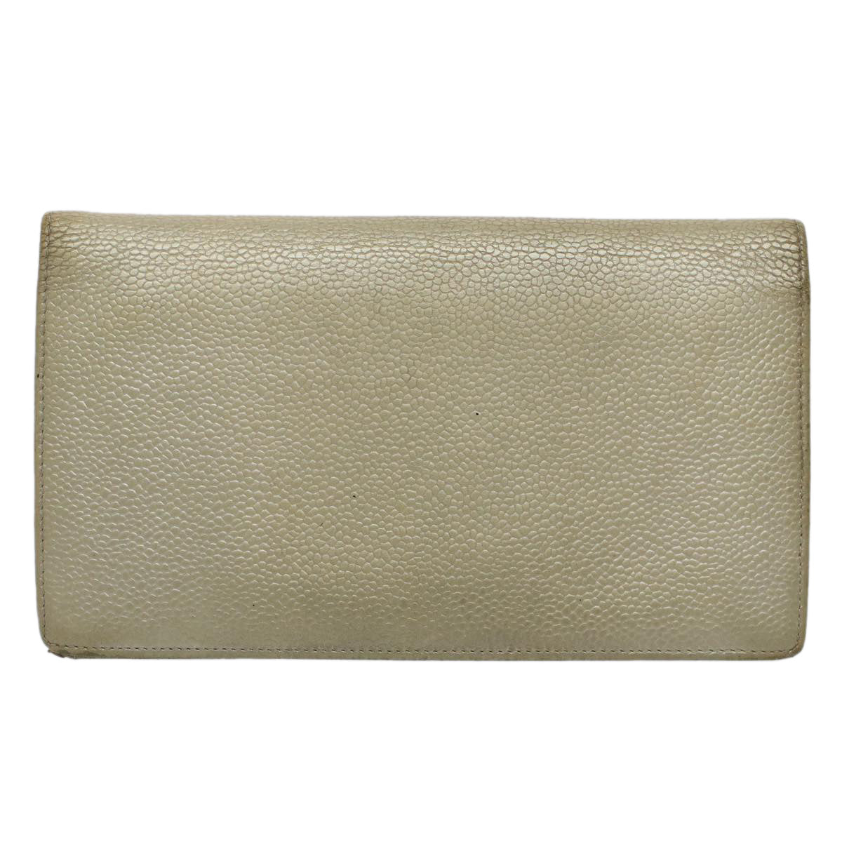 CHANEL Wallet Caviar Skin Silver CC bs9534