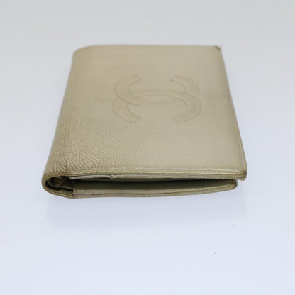 CHANEL Wallet Caviar Skin Silver CC bs9534