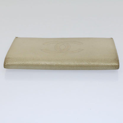 CHANEL Wallet Caviar Skin Silver CC bs9534