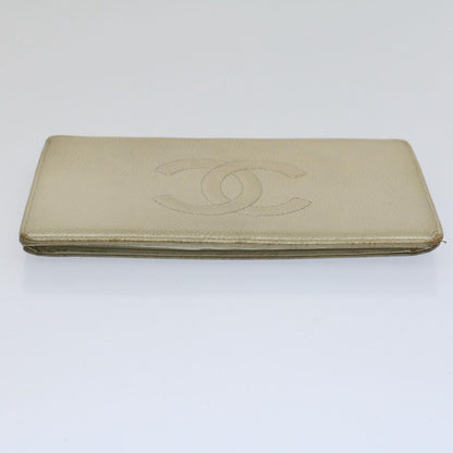 CHANEL Wallet Caviar Skin Silver CC bs9534