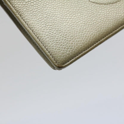 CHANEL Wallet Caviar Skin Silver CC bs9534